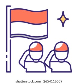 Este icono de la ceremonia de la bandera es adecuado para el Día de la Independencia de Indonesia, etc