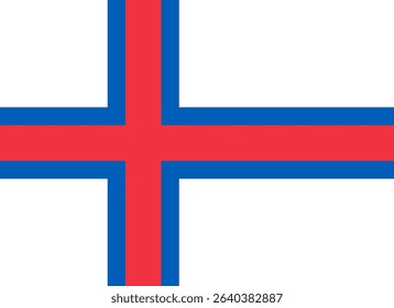 This flag features a bold red cross outlined in blue on a white background. It symbolizes the national identity of the Faroe Islands, a group of islands in the North Atlantic.