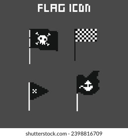 este es el icono de bandera en el arte de píxeles con color sencillo y fondo negro, este elemento es bueno para presentaciones, pegatinas, iconos, diseño de camisetas, activo de juego, logotipo y su proyecto.