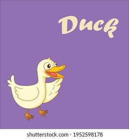 This is a flashcard for kids of Montessori kindergarten or preschoolers. It will help them learn spellings and identify objects. There is a duck displayed on it with its spellings.