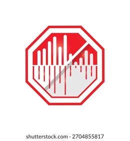 This is a flat abstract logo design that depicts a stop sign in red color with a sound waves in it symbolizing no sound is allowed. The logo can be used for noise blocker apps or products.

