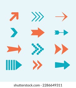 This is a flat colorful arrow vector set.