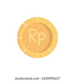 This flat currency icon features a collection of coins representing various currencies, along with symbols commonly associated with finance