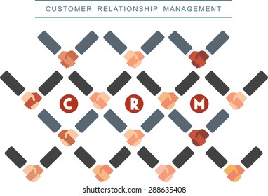 This is flat design icon of Customer Relationship Management development topic.You can use handshake pattern for infographic, presentation, or at you will.