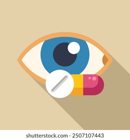 This flat design icon is representing the concept of eye treatment and ophthalmology