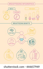 This is flat design template of baby topic. A lot of information about breastfeeding for mom. Use it for booklet, infographic, web and other. And a lot of linear icons for your needs.