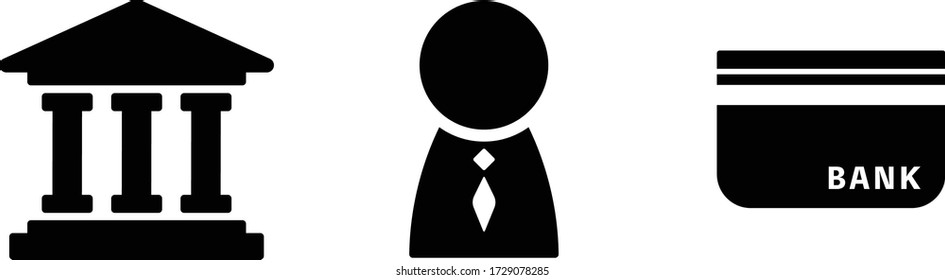 this is flat icon set of a bank.