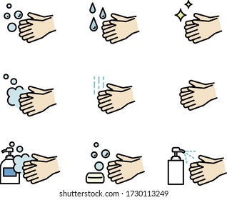 this is flat icon set of "hand wash".