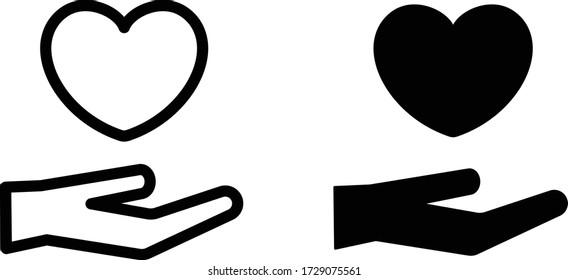 this is flat icon set of heart and hand. 
