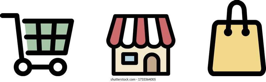 this is flat icon set of shopping.