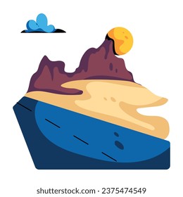 This flat icon showing arid road 