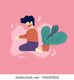 This is a flat illustration to describe in a new normal era, we have to pray with the health protocol. 