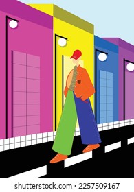 This is a flat illustration with one point perspective.