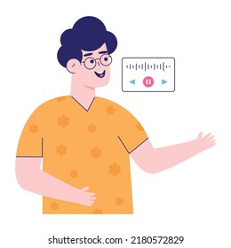 Esta ilustración plana del podcast de juego es fácil de usar y escalable 