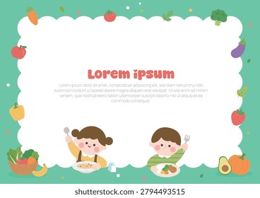 This is a flat illustration related to children's school meals.
