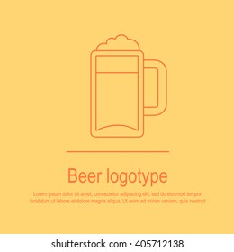 This is flat liner design icon or logotype of alcohol and beer topic. Useful for bar menu, web, print, logotype, invitation and at your will. Large mug with beer