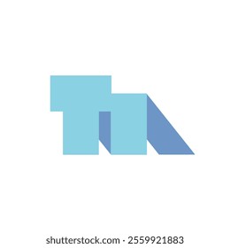 This is a flat logo design of an initial tm combination in blue and grey