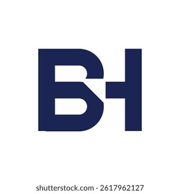 this is a flat logo design of initial letters BH in blue color that looks clean on a white background