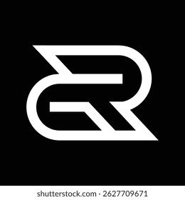 this is a flat logo design of an initial letter RG in simple style in white color that looks bold on a black background