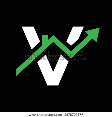 this is a flat logo design of an initial V in combination with a house and a graphic arrow heading up that looks good in green and white color on a black background
