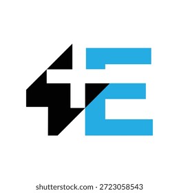 se trata de un diseño de logotipo plano que representa una letra inicial E con un plus Iniciar sesión cruz médica de color azul y negro sobre un fondo blanco