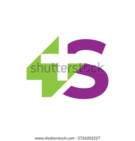 this is a flat logo design that depicts an initial letter S with a plus medical cross sign in green and purple color on a white background