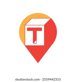 This is a flat logo of a drop pin icon with a bold letter T in the center for mapping or GPS related companies