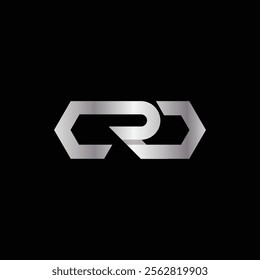 This is a flat monogram design of an initial letters CRD in silver gradient that looks sharp and glossy on a black background