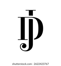 this is a flat monogram logo design of an initial letter JD in formal serif font  that looks classic on a black color on a white background