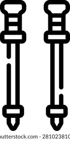 This flat vector icon represents a trekking pole, ideal for outdoor adventure, camping, and trekking-themed designs.