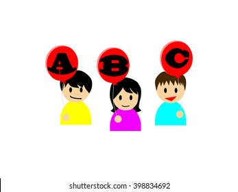 This flat vector illustration depicts that kids are enjoying learning English