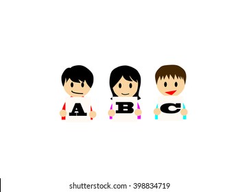 This flat vector illustration depicts that kids are enjoying learning English