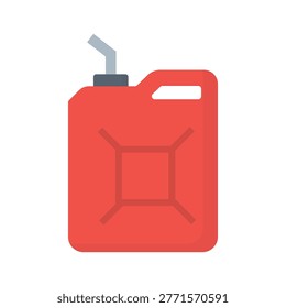 This flat vector illustration features a red gas pump, oil can, and gas can designed as a business symbol icon for a web portfolio or travel app