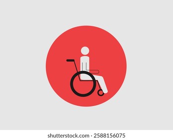 This is a flat vector illustration of a person in a wheelchair