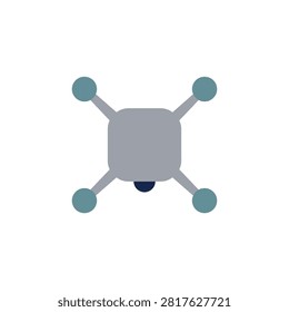 This is a flat vector illustration of a quadrocopter drone featuring four rotors extending from a central body. The design is simple, with a white background and a clean, geometric shape.