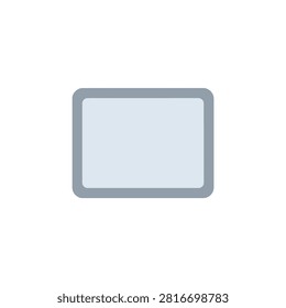 This is a flat vector illustration of a tablet device with a blank screen and a small red indicator light. The tablet is isolated on a white background, featuring a rectangular shape and