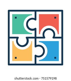 
This flat vector Jigsaw puzzle representing togetherness, collaboration, teamwork and cooperate 
