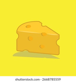 Esta es una ilustración de diseño plano de una cuña de queso.