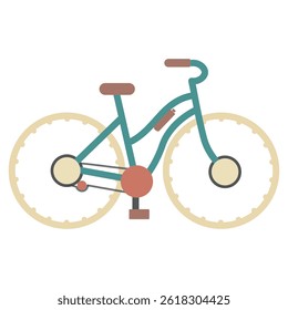 This flat-style bicycle vector illustration showcases a clean, minimalist design with soft earthy tones. Perfect for cycling-themed projects, eco-friendly campaigns, sports merchandise and T-shirt.