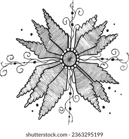 This floral design can be used to create unique logos, illustrations for books and magazines, home decor, posters and wallpapers, or printed on textiles for clothing and accessories.