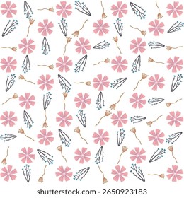 This floral pattern seamless illustration brings a natural touch to creative projects like stationery, fabric, and digital art.