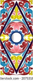 this is the floral pattern. symetry pattern between up ad bottom side, left and right side. colorful and dynamic