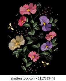 This flower composition’s been designed according to the one of the most powerful latest trends“hand embroidery “.Those beautiful flowers will offer a romantic touch to your unique designs.