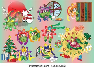 This flower characters are going around in Christmas season. All celebration with feelings are shown up as much as many people feelings such as hope, love and greetings.