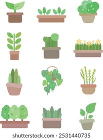 This is a flowerpot icon illustration created by myself as an illustration. It is a flowerpot icon with a simple design.