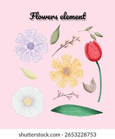 this flowers element are suitable for designing wedding card or making journal