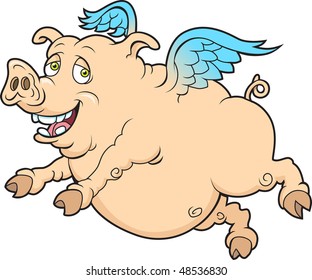 This is a flying pig.  The illustration is done in layers for easy editing.