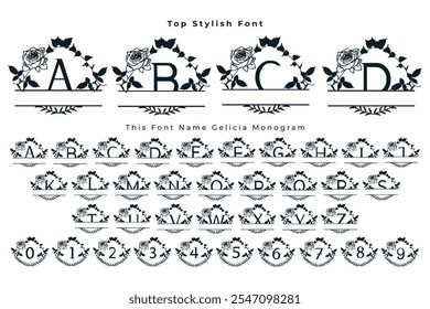 This Font Name Gelicia Monogram. For wedding invitations, cards, decoration.