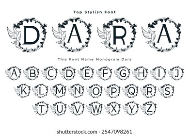 This Font Name Monogram Dara. For wedding invitations, cards, decoration.