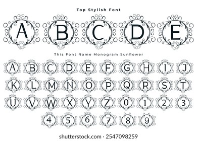 This Font Name Monogram Sunflower. For wedding invitations, cards, decoration.
